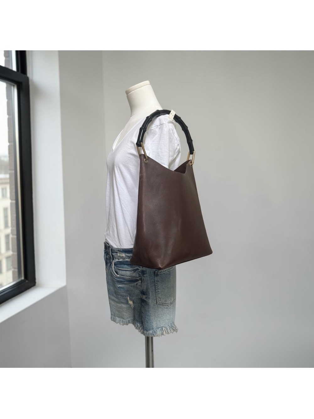Authenticated Gucci Vintage Brown Leather Bamboo Hobo Tote Bag w/ Pouch! COA! - Picture 14 of 16